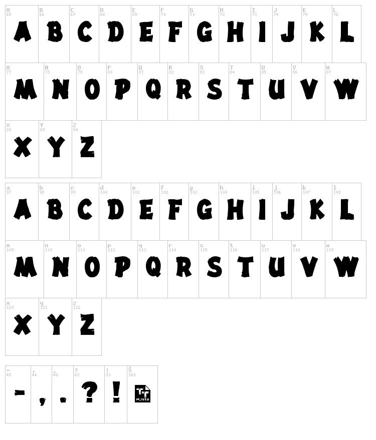 Drift Type font map